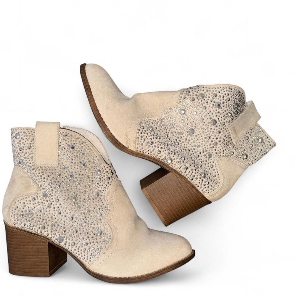 Cream and white suede ankle